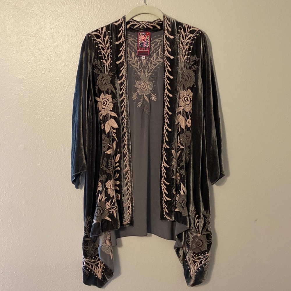 Johnny Was Velvet Embroidered Kimono